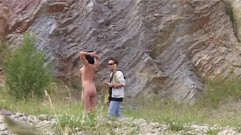 Roxyn: Brunette MILF Strips Outdoors in Bondage and Spreads Her Legs – photo 3 of 17