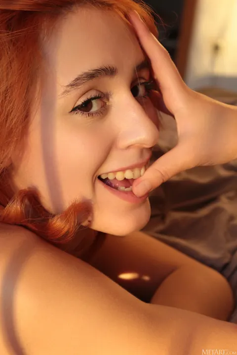 Elfa Floria: Tall European Redhead in Lingerie Pulls Panties Aside and Spreads Her Pussy – photo 17 of 21
