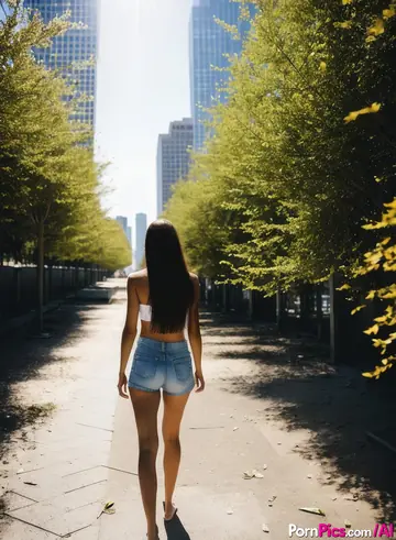 AI-Generated Brunette Poses Nude in the Open Air
