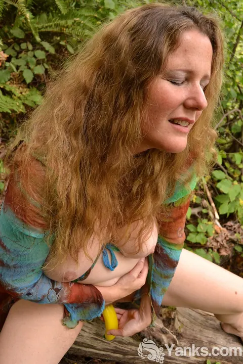 Redhead MILF with Big Tits Masturbates with a Dildo in the Forest – photo 10 of 16