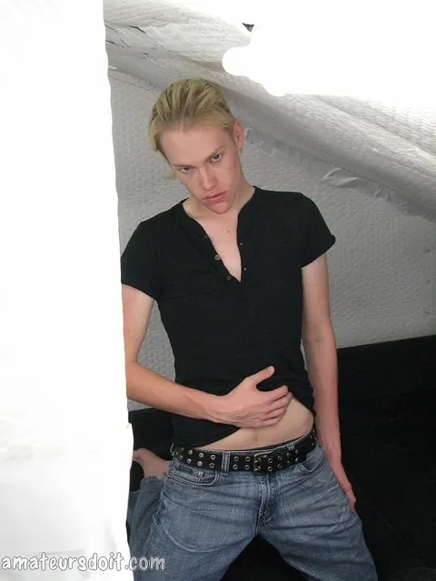 Blonde Man Strokes His Cock and Fucks Himself with a Dildo – photo 5 of 21