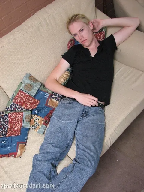Blonde Man Strokes His Cock and Fucks Himself with a Dildo – photo 2 of 21