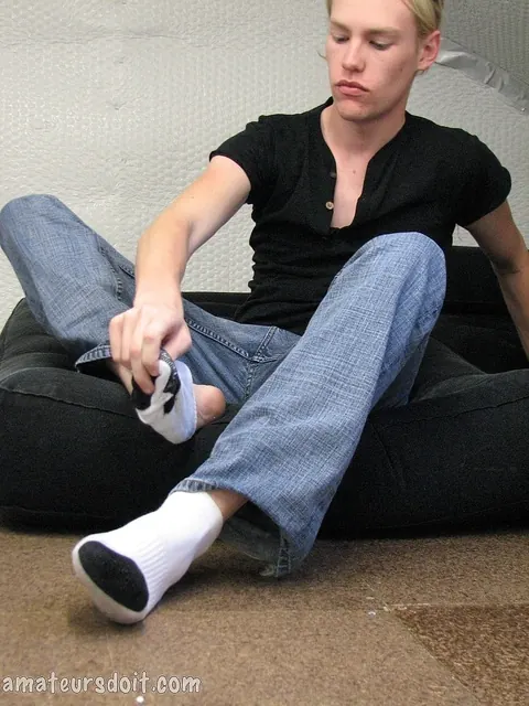 Blonde Man Strokes His Cock and Fucks Himself with a Dildo – photo 4 of 21
