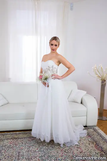 Anna Khara – Blonde Bride in a Dress Takes Anal in a Threesome