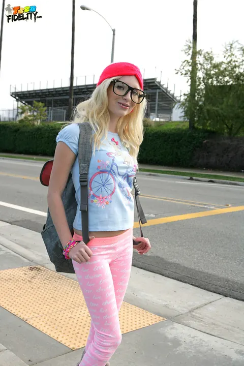 Piper Perri: Petite Blonde in Glasses Strips Out of Her Yoga Pants – photo 12 of 16