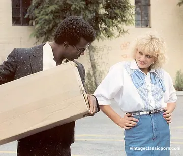 Hairy Blonde in Stockings Joins Vintage Interracial Threesome