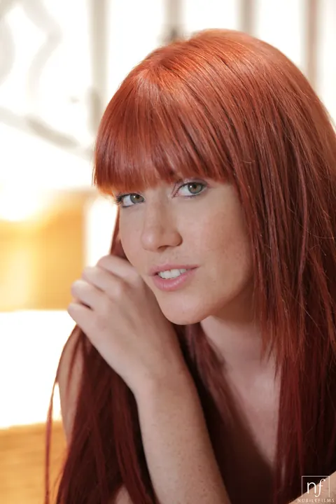 Elle Alexandra: Pale Redhead Fingers Her Pussy on the Stairs – photo 21 of 21