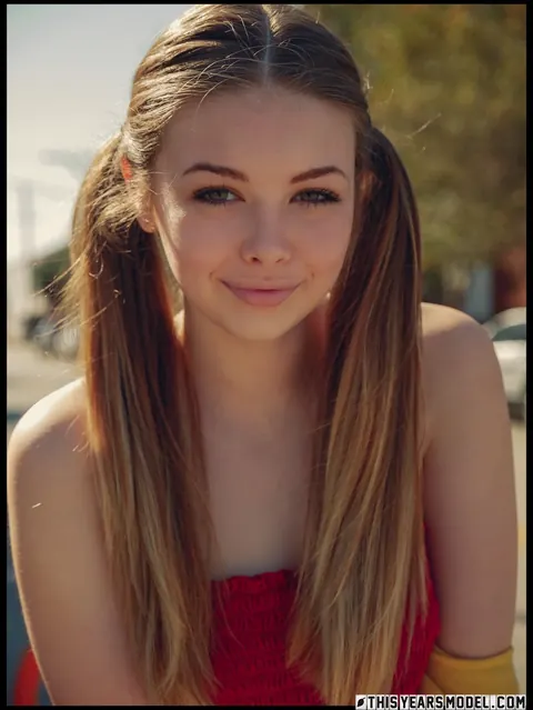 Lana Lea: Blonde in Shorts Strips Naked and Holds Her Pigtails – photo 6 of 15