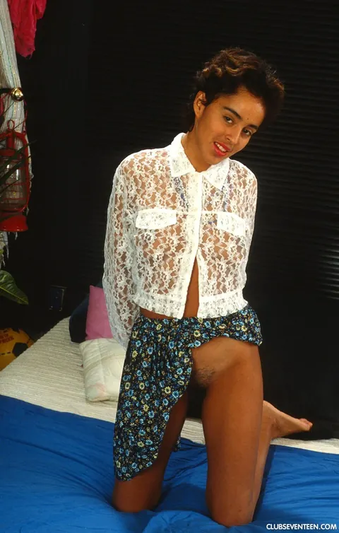 Janine Clarke: Short-Haired Curly Brunette in Socks Masturbates with a Dildo – photo 8 of 21