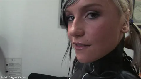 Leyla Black: Skinny Spanish Brunette Gives a Blowjob in Bondage Outdoors – photo 21 of 21