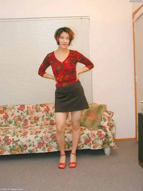Asian Redhead Spreads Her Hairy Pussy in Heels – photo 2 of 16