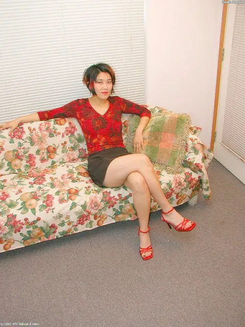 Asian Redhead Spreads Her Hairy Pussy in Heels – photo 1 of 16