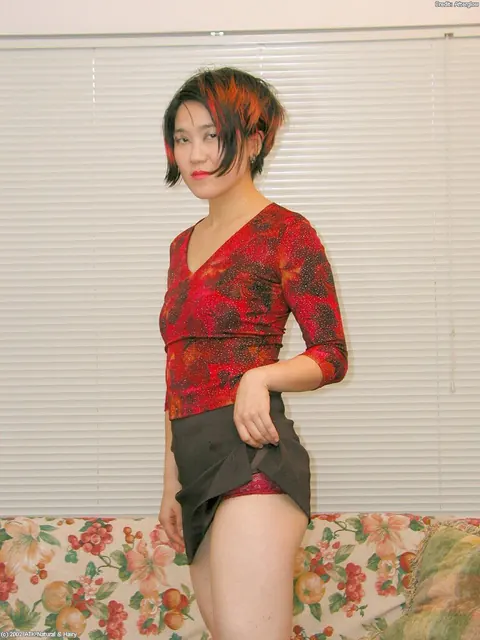 Asian Redhead Spreads Her Hairy Pussy in Heels – photo 4 of 16