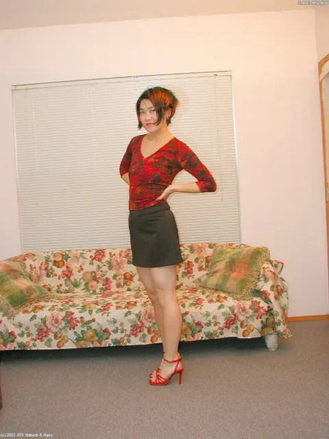 Asian Redhead Spreads Her Hairy Pussy in Heels – photo 3 of 16