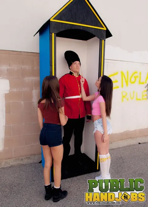 Gia Paige: Brunette in Cosplay Uniform Gives a Handjob Outdoors – photo 2 of 21
