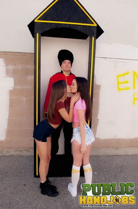 Gia Paige: Brunette in Cosplay Uniform Gives a Handjob Outdoors – photo 3 of 21