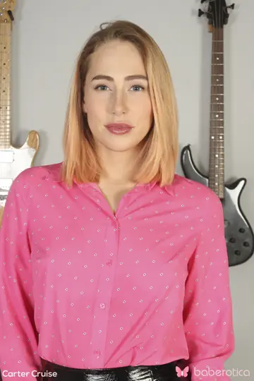 Carter Cruise – Blonde Sheds Her Shirt and Leather Skirt to Pose in Tights