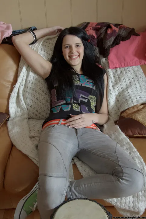 Skinny Brunette in Jeans and Socks Fucks Her Partner – photo 1 of 15