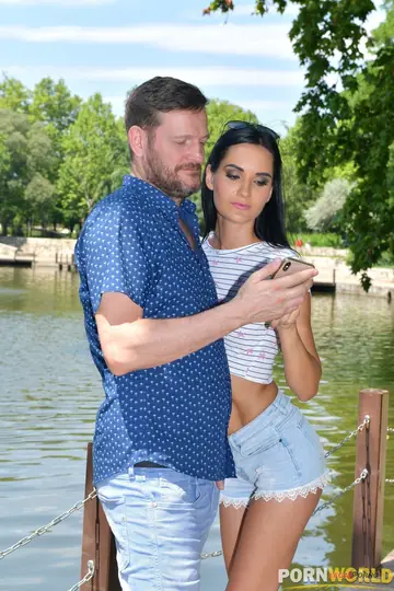 Tall Ukrainian Brunette Takes DP in Shorts
