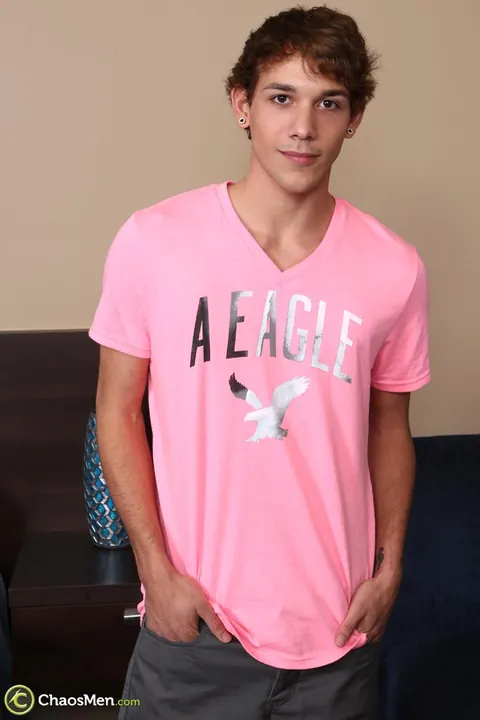 Man Strips Off His Pink Shirt and Shows Massive Cock – photo 1 of 20