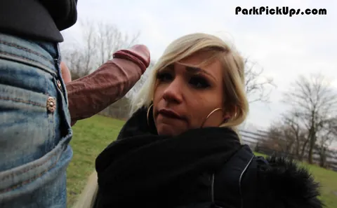 Gabi Gold: Short-Haired Blonde Gives Public Blowjob Outdoors – photo 5 of 17