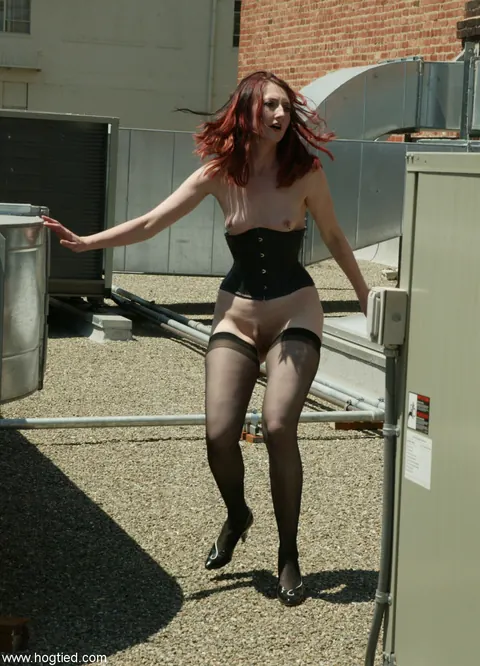 Kendra James: Redhead MILF in Handcuffs Spreads Her Legs Outdoors – photo 14 of 19