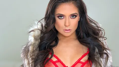 Jynx Maze: Brunette Latina in Red Lingerie and Heels Strips Off Her Top – photo 4 of 12