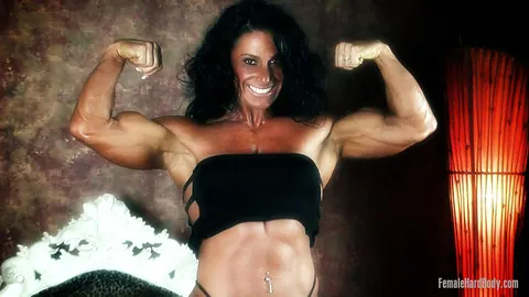 Debbie Bramwell: Curvy Brunette MILF Poses in Panties and Flexes Her Muscles – photo 13 of 14
