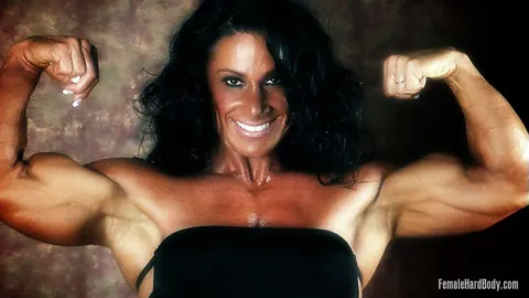 Debbie Bramwell: Curvy Brunette MILF Poses in Panties and Flexes Her Muscles – photo 14 of 14