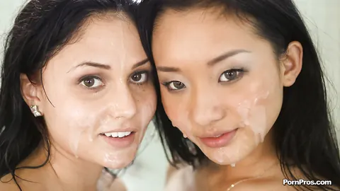 Alina Li & Ariana Marie: Two Asian Brunettes Share a Cock for a Facial – photo 16 of 16