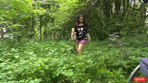 Busty Amateur Brunette Sucks Easter Bunny and Rides Him Outdoors – photo 12 of 15
