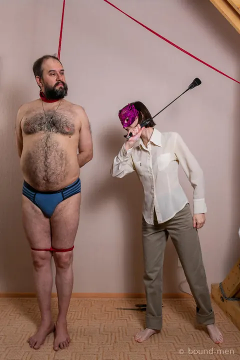 Brunette Dominatrix Kisses Her Bound Partner – photo 4 of 16