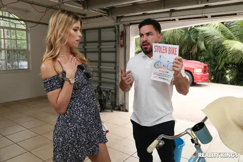 Leah Lee: Thick Brunette in a Skirt Sucks Cock and Takes Anal for Stealing a Bicycle – photo 9 of 21