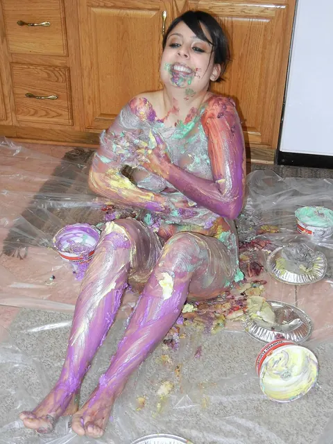 Cristal Cortez: Latina MILF Smears Cream on Her Body in the Kitchen – photo 14 of 21