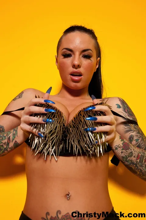 Christy Mack: Brunette in a Bikini and Heels Spreads Her Shaved Pussy – photo 8 of 15