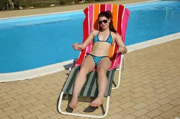 Hungarian Brunette Oils Up and Spreads by the Pool