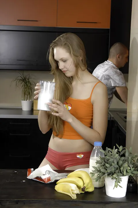 Sylvia G: Tall Brunette in Socks Gives a Blowjob Before Doggy – photo 5 of 16