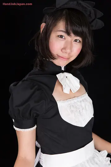 Japanese Maid in Stockings Gives a Handjob to Cum in Mouth