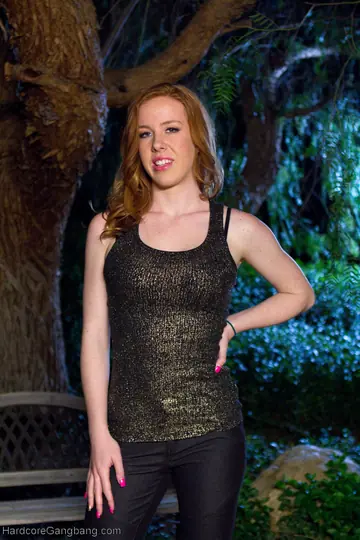 Busty Redhead in Lingerie Takes Double Penetration Outdoors