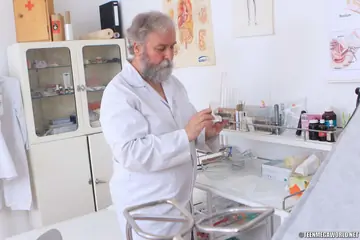 Timea Bela – Brunette Strips Out of Her Uniform and Gets Fucked by Older Doctor