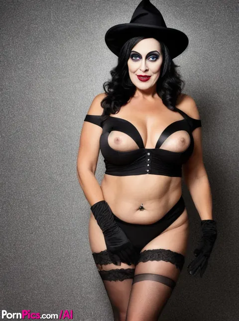 AI-Generated Curly Babe Teases Her Big Tits for Halloween – photo 4 of 10