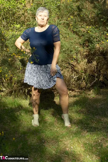 European Blonde BBW with Big Tits Lifts Her Skirt and Flashes in Public