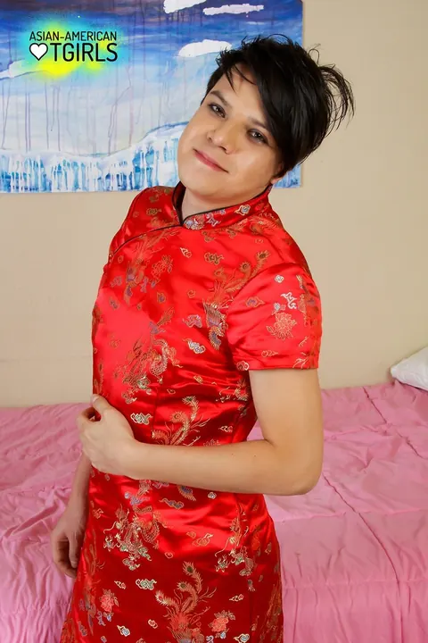 Asian Trans Woman Bares Her Small Tits and Cock – photo 1 of 16