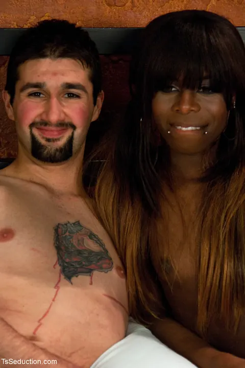 Ebony Trans Woman in Bondage Takes Cum in Mouth – photo 15 of 21