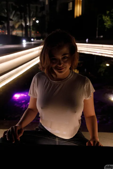 Aria Sky: Petite Redhead Amateur Flashes Her Natural Tits Outdoors – photo 12 of 12