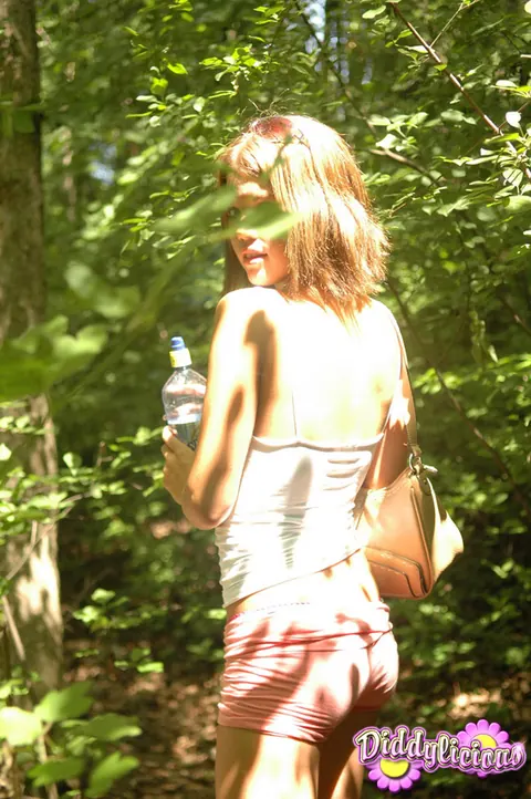 Diddylicious: Skinny Brunette MILF Lifts Her Top and Drops Her Shorts Outdoors – photo 12 of 12