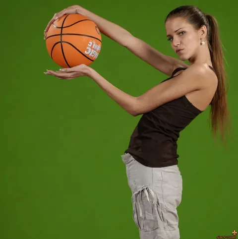 Silvie Deluxe: Tall Czech Brunette Poses Nude with a Basketball Showing Her Natural Tits – photo 14 of 16