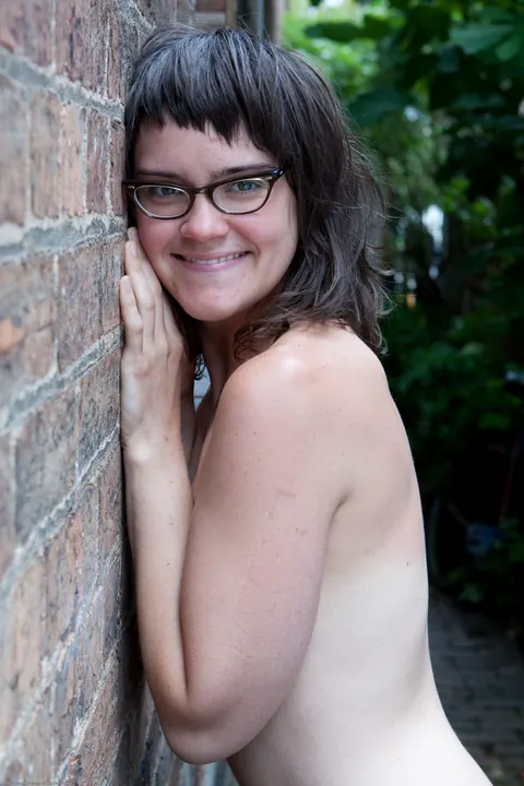 Slim Brunette in Glasses Bares All and Spreads Her Hairy Pussy Outdoors – photo 19 of 21