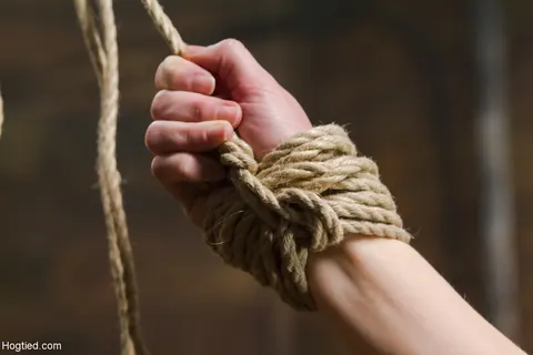 Elyssa Greene: Petite Blonde Bound in Restraints Showing Her Small Natural Tits – photo 4 of 21