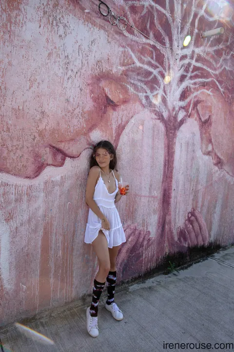 Irene Rouse: Latina Brunette Poses in a White Dress Outdoors – photo 3 of 15